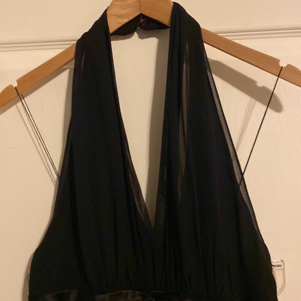 Maggy London Silk Over Satin Halter Dress Size 8 - Picture 2 of 10